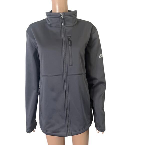 Ozark Trail Softshell Jacket Mens Small Gray Windbreaker Zip Front Fleece Lined - Picture 2 of 14